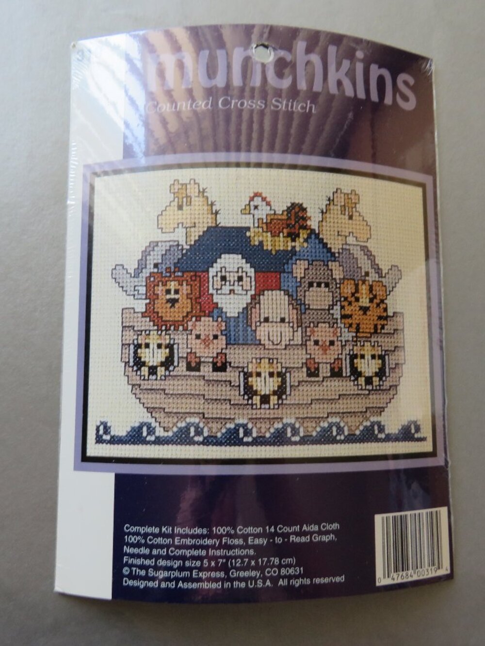 Sugarplum Express Munchkins Counted Cross Stitch Kit Noahs Ark #319 5x7 Sealed